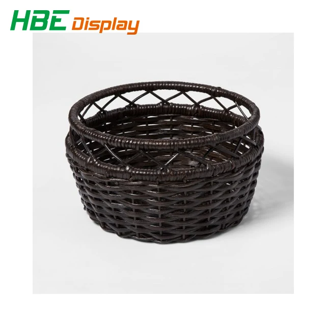 light Brown Oval Hand Woven Willow Wicker Storage Picnic Shopping Hamper Basket