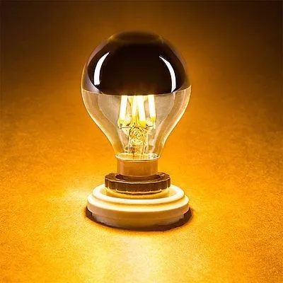 Half Chrome Light Bulb Dimmable Round Globe Light LED Edison Bulb 6W 60W Equivalent G80/G25 Silver Bowl Filament Light Bulbs