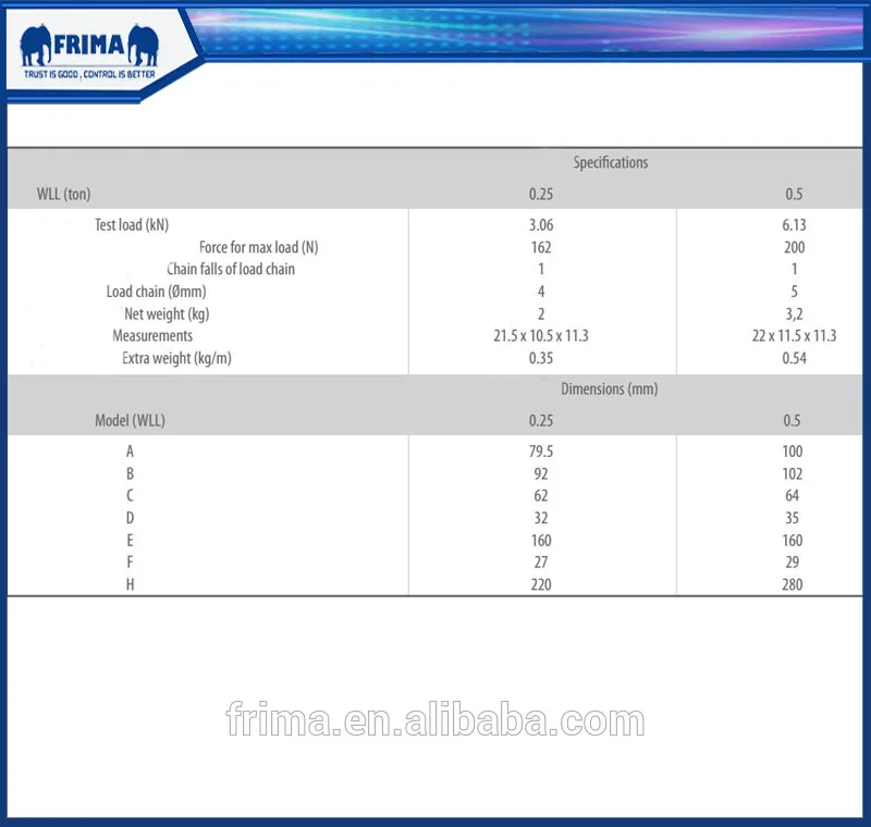 0.25 Ton Aluminium lever hoists