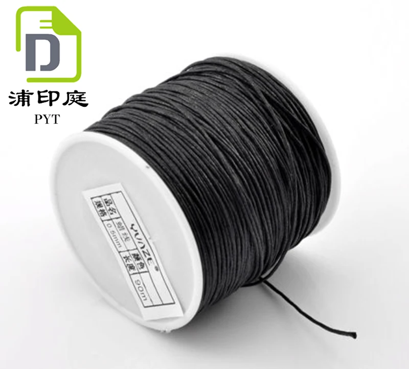 Black Premium Cotton Waxed Cord Thread String 3mm Diameter