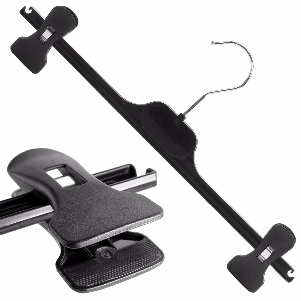 Pack of 20 Black Plastic Clip Hangers Metal Hook, Pants, Skirt Coat Clothes Hanger 14 Inches