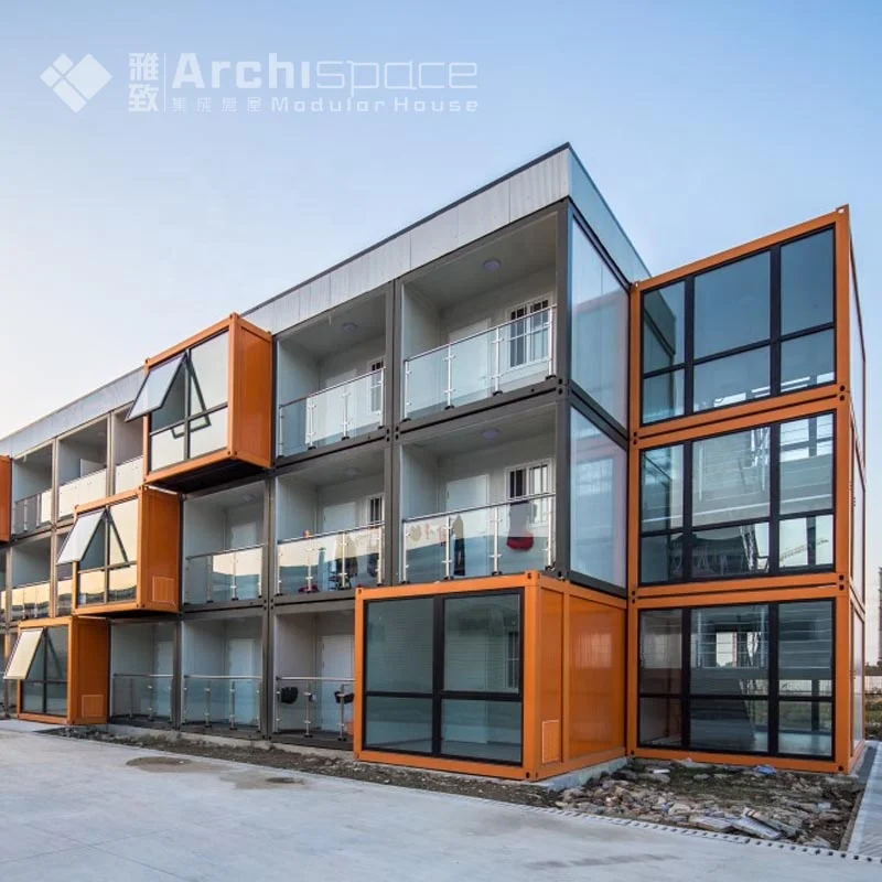 
apartment building with prefab house 