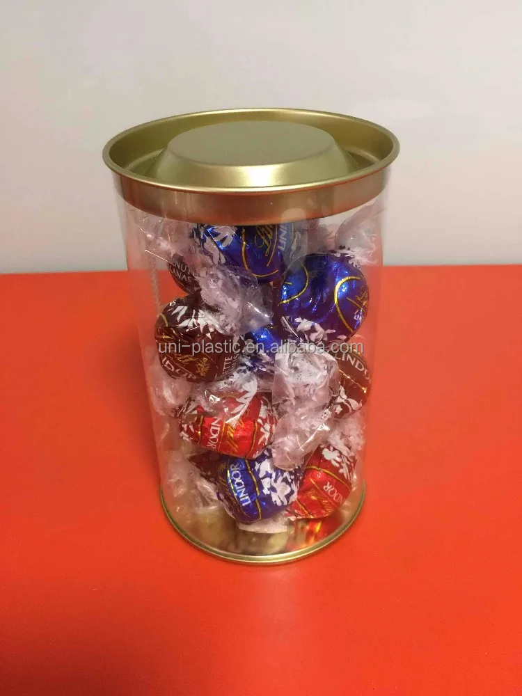 Clear Plastic PETG Candy Herb Jar Tinplate Container / Plastic Bottle / Transparent Food Sealed Cans