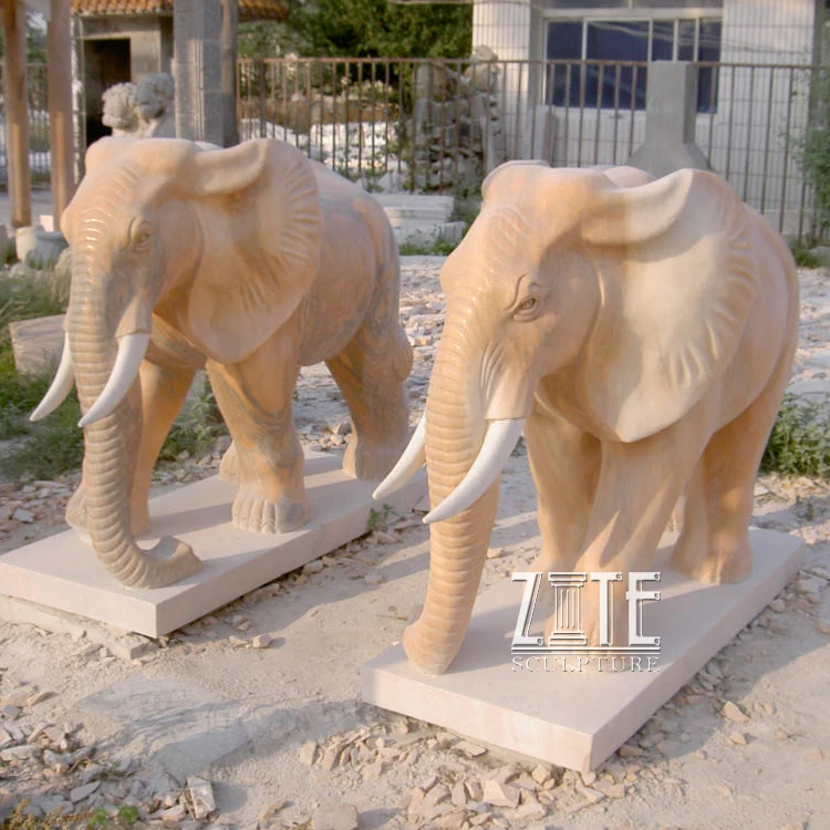 Asian Life Size Garden Outdoor White Large Big Marble Elephant Statue