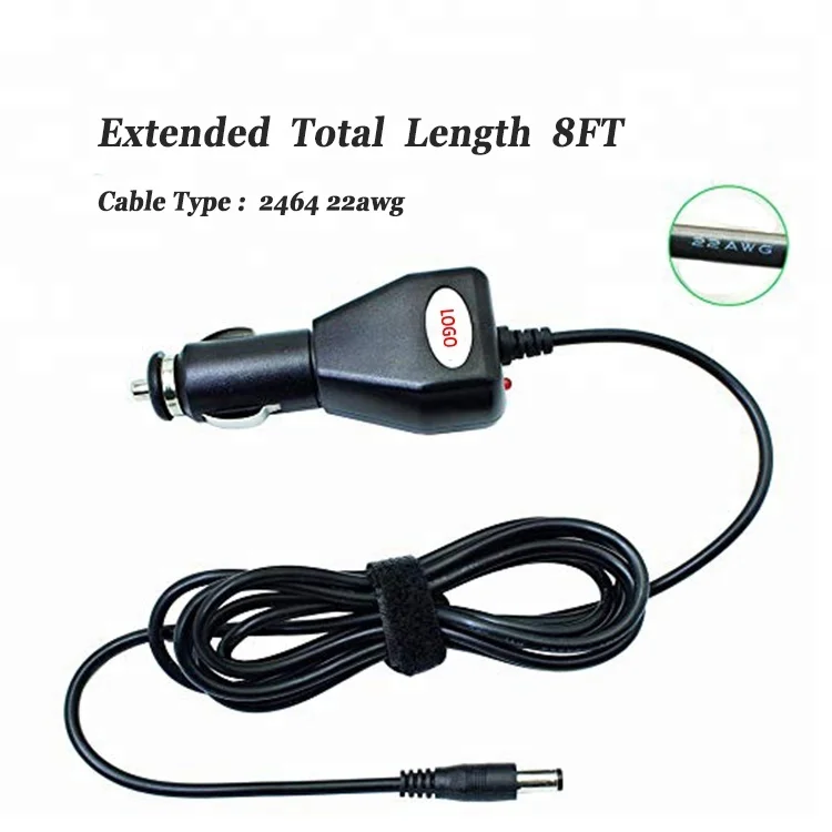 12v 2a car Square cigarette lighter adapter with dc 5.5*2.1mm  8FT extension charging cable