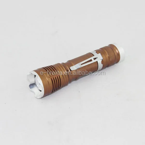 high power rechargeable adjustable focus lens led flashlight with metal clip