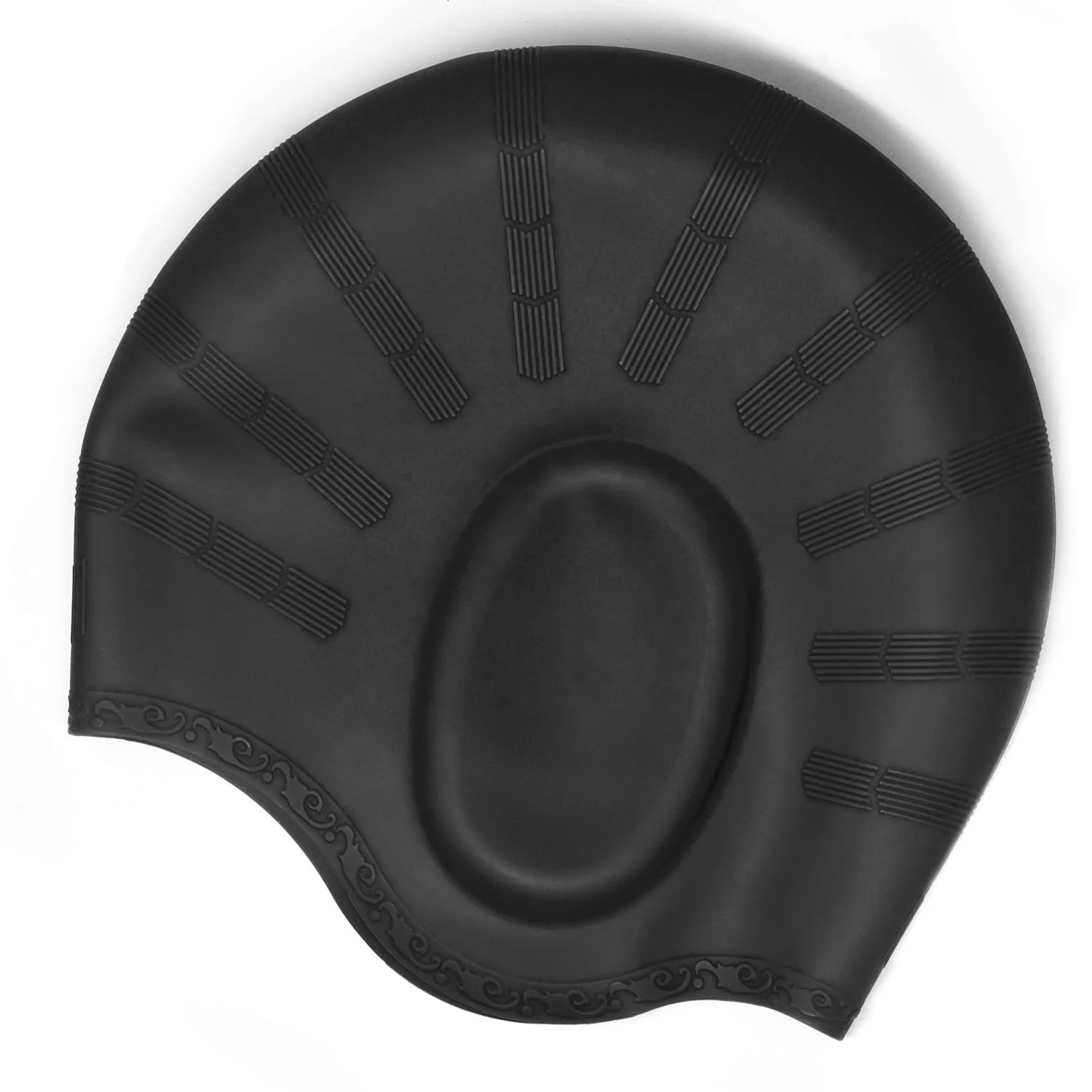 
Grey Novelty Waterproof Ear Protective Adult Custom Silicone Swim Cap 