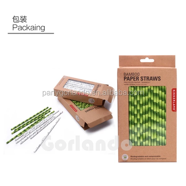 Bamboo Design Wholesale Disposable Drink Striped Paper straws