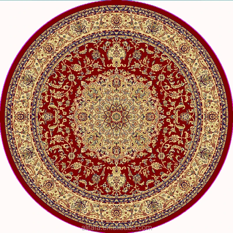 Wilton machine made viscose persian round rug carpet