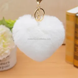 Beautiful Heart Shape Fake Rabbit Fur Keychain