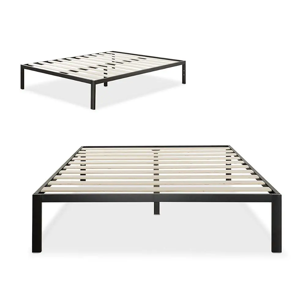 
High quality queen king single size wooden slat bed frame 4 legs Queen 
