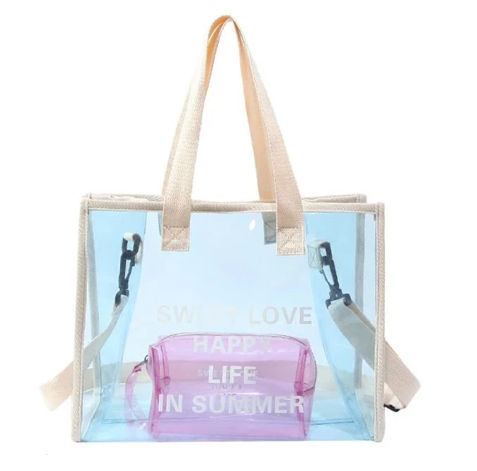 
In Stock Trendy Women Lady Transparent PVC Clear Tote Handbag Bag 