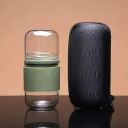 Portable Simple Travel Glass Tea Set with Kung Fu Tea Cups Elegant Teapot