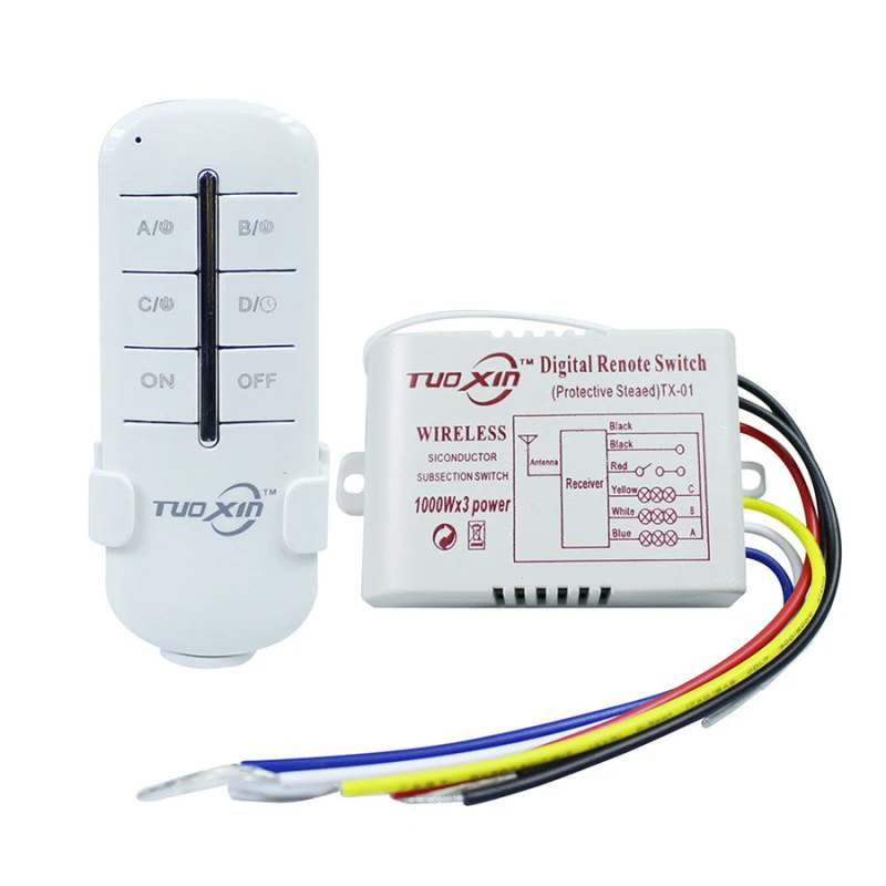 220V 3 Channels Way Digital Wireless Light Lamp Home Wall Corridor Switch Splitter Box Durable Remote Control Remote switch