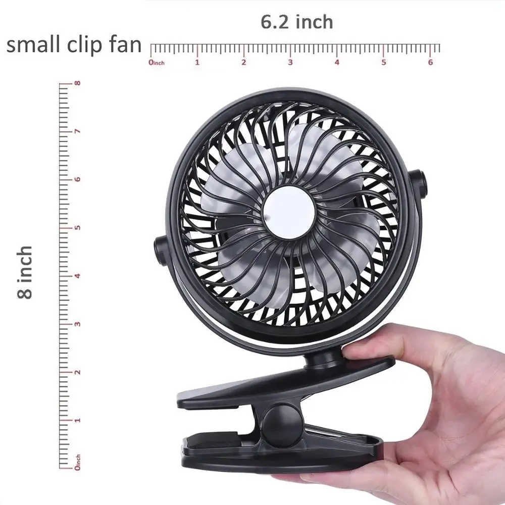 USB rechargeable desk USB fan with clip, dual power portable fan for Home Office Dormitory Bedroom