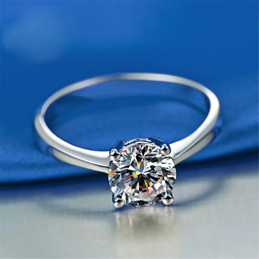 
Lightweight Rings 925 Sterling Silver/Brass Round CZ Wedding Bands Jewelry Gifts Size 6-9# 