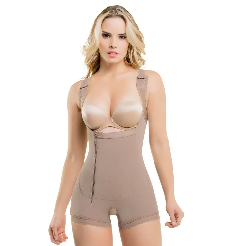
Fashion Zipper Shapewear Plus Size S-6XL Womens Wide Strap Slimming Body Shaper Black Beige Grey Bodysuit 