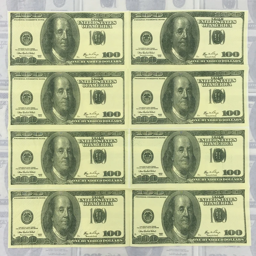 Dollar Bill Money Printed Paper Napkins Tissues