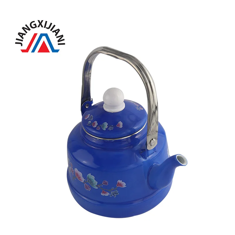 
2.5L Blue Bell Enamel Kettle stainless handle cast iron camping kettle 