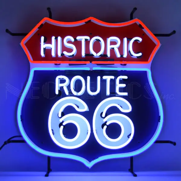 
Oem china suppliers Lead free rohs vintage custom metal grid neon light sign route 66 glass neon light 