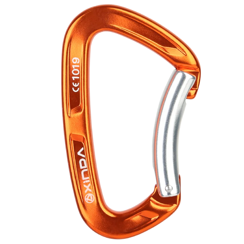 XINDA manufacturer direct supply 25kN CE UIAA bent gate 7075 aluminum carabiner  for climbing