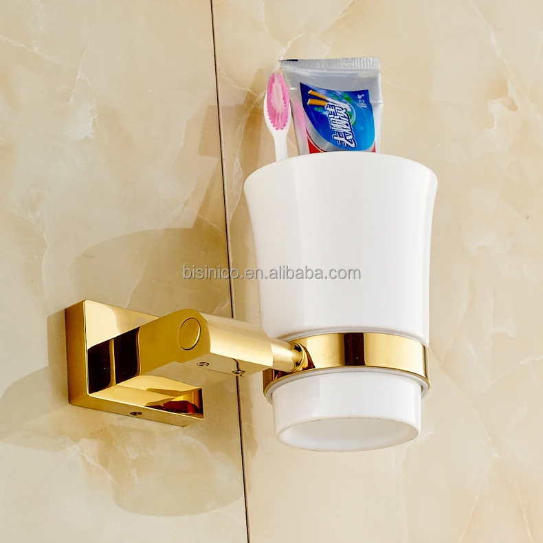 
Polace Style Gold Bathroom Accessory Wall Mounted Bathroom Cup and Tumbler Holder 