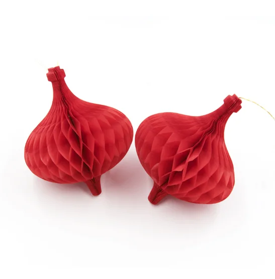 Red Hanging Shaped Paper Honeycomb Balls Christmas/ Chinese New Year Decoration Supplies Size 11x13cm wholesale