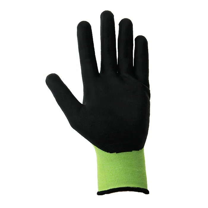 Anti Oil Polyester Knitted Foam Nitrile Gloves For Anti-slip