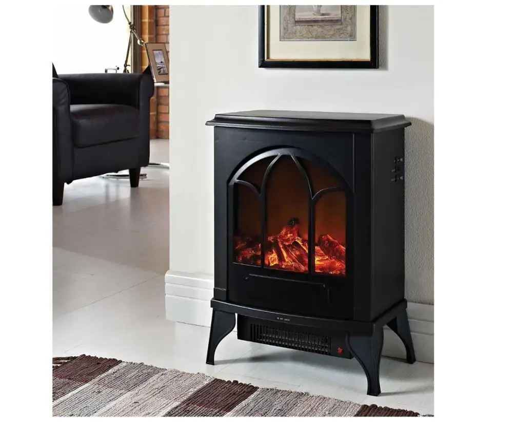 Freestanding electric fireplace stove with wood burning,120v electric stove indoor