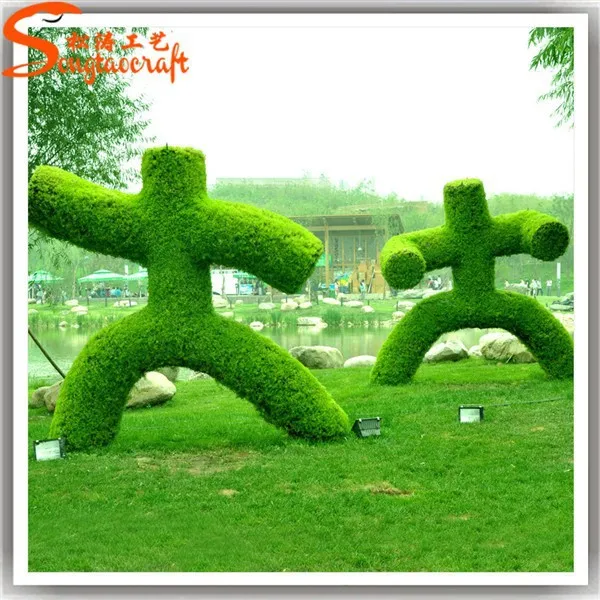 Unique shapes wholesale cheap chinese synthetic grass topiary for garden