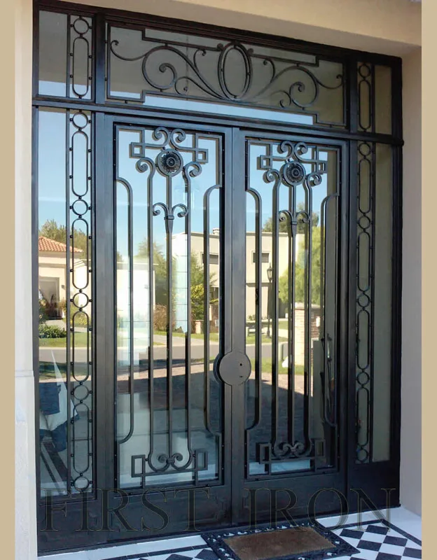 Wrought iron security screen double doors, wrought iron double front entry doors