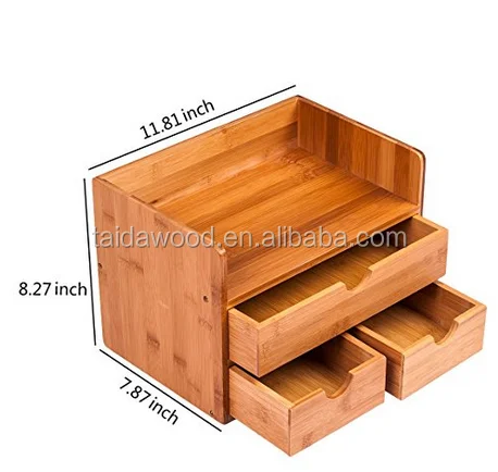 
Desktop Organizer 3-tier Mini Desk Makeup Organizer with Drawers Bamboo Brown 