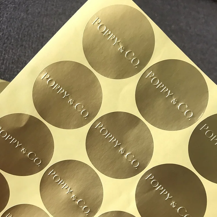 Custom Gold Foil 3D embossed Adhesive Stickers Business Labels