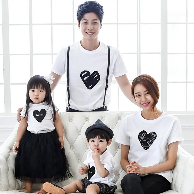 family matching clothes 2016 Korean Children short sleeve T shirt female Couples t shirts clothing Paternity