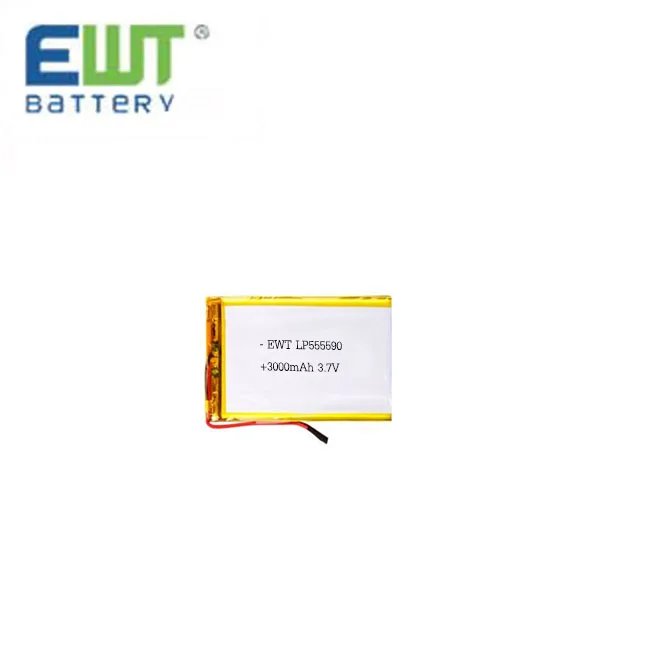 Deep cycle long life EWT lhtium ion polymer battery LP 555590 3000mAh 3.7V rechargeable battery