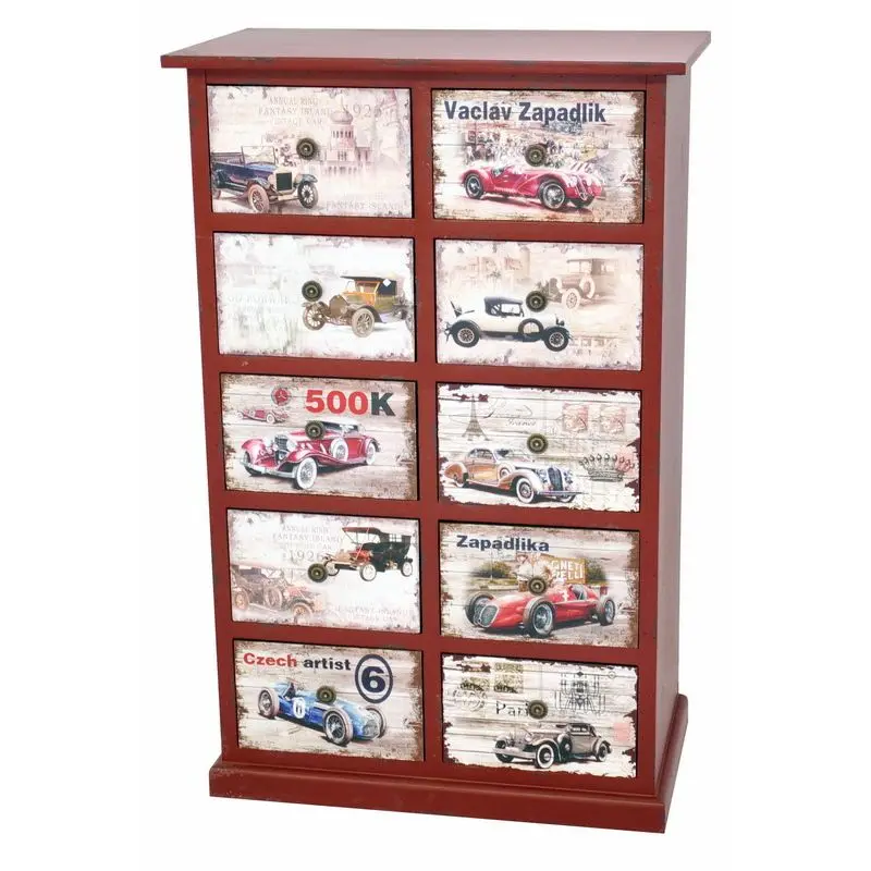 Industrial & vintage Indian solid wood 5 Drawer Living room cabinet with wheels