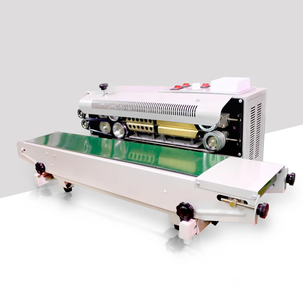 Brand new continuous heat sealer plastic film continuous heat band sealer with date coding plastic bag sealing machine