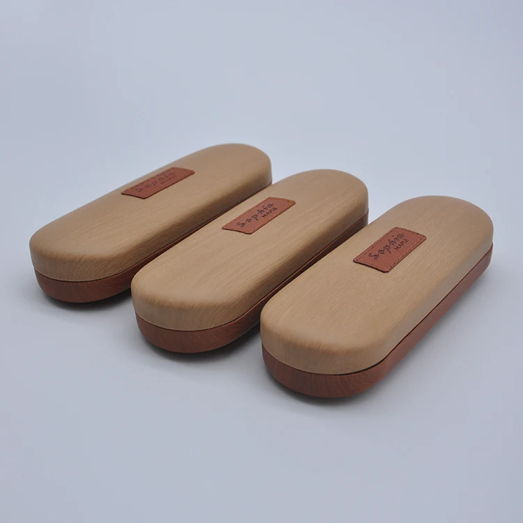 Wholesale high quality foldable wooden PU material spectacle case sunglasses for sale