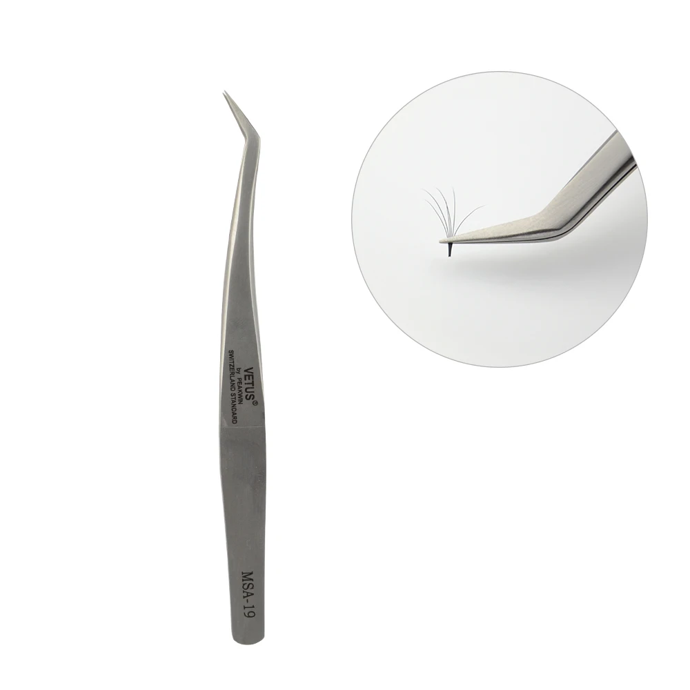 Professional Stainless Steel Eyelash Applicator Diamond Grip Eyelash Extension Russian Volume Lash Tweezers