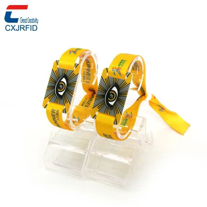 13.56 мГц ткань чип NFC ntag 213 Регулируемый RFID плетеный браслет для мероприятий на открытом воздухе