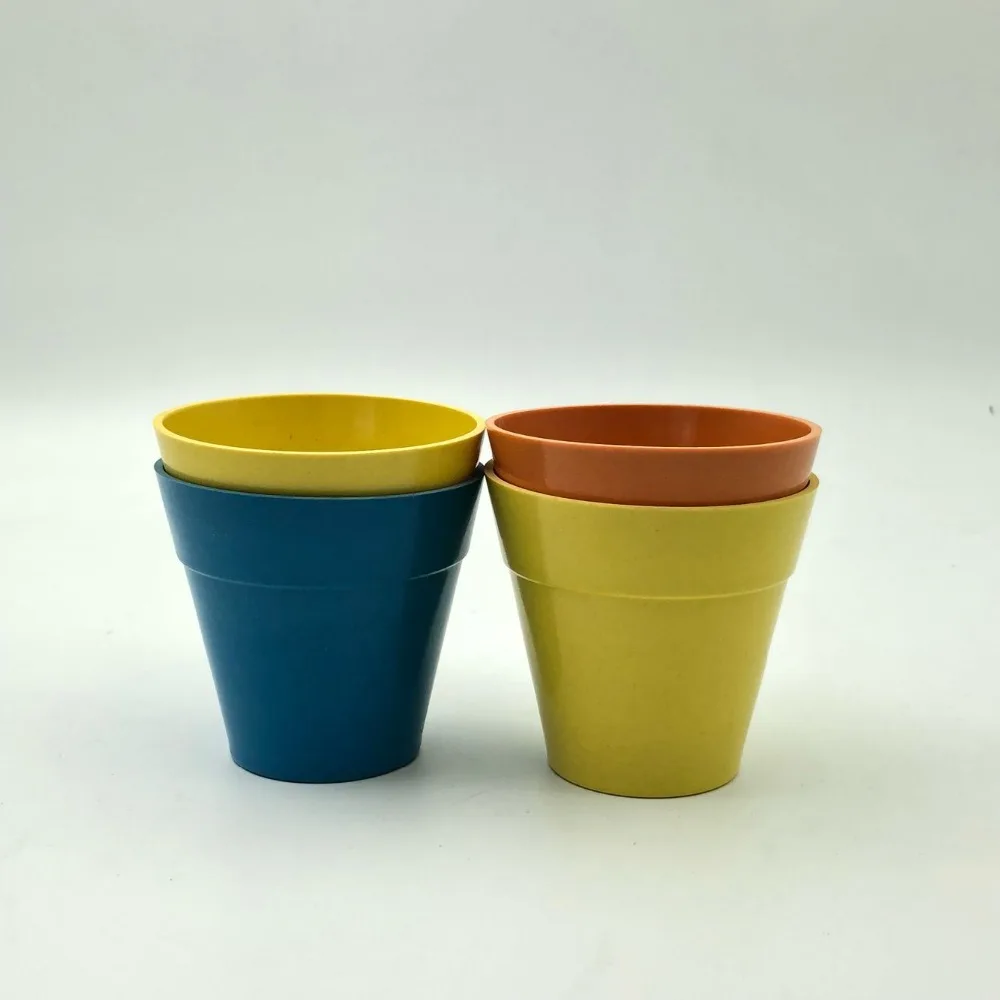 High quality Bamboo fiber plastic flower pots biodegradable flower planter decoration garden pot planter