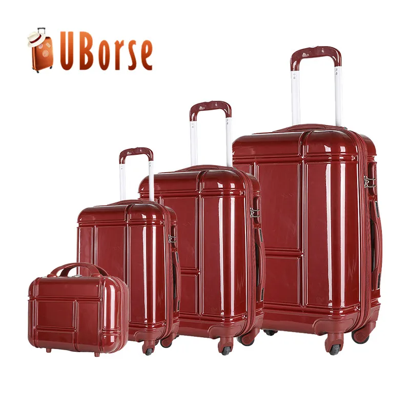 
Vintage style 4 piece abs trolley suitcase luggage, hard case plastic suitcase 