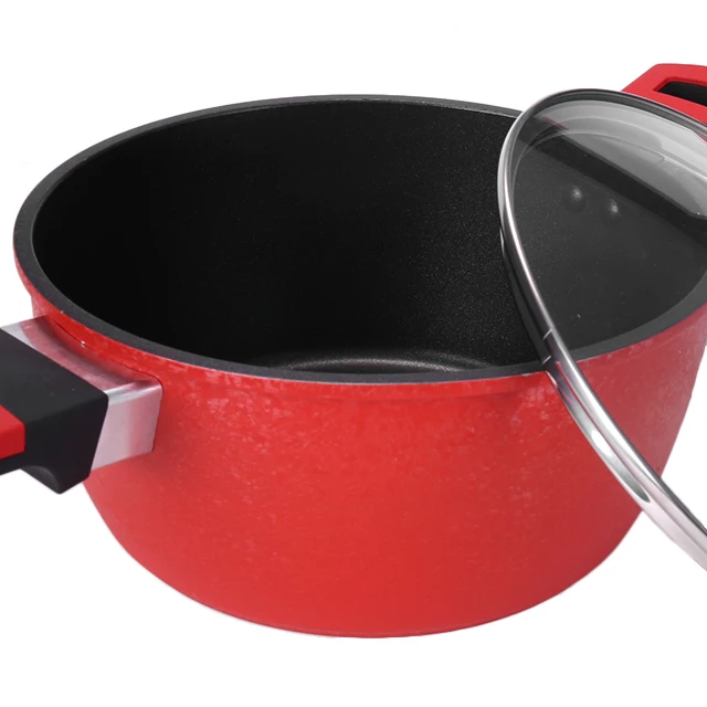 Японский 3003 алюминиевый сплав с антипригарным покрытием, кастрюля для супа и соуса со стеклянной крышкой с бакелитовой ручкой