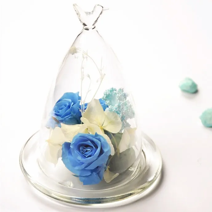 Wholesale Cheap Transparent Dome Glass Hood With Round Wood Base Glass cloche with Oak base for Valuable Gifts Decoration