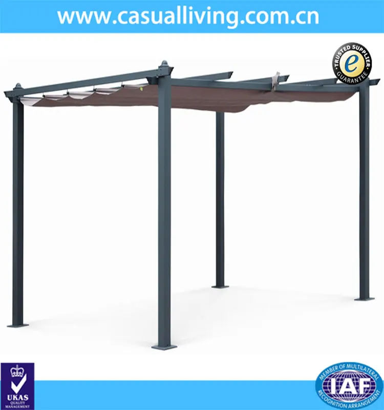 Aluminum slide pergola gazebo flat roof aluminum Chinese garden gazebo