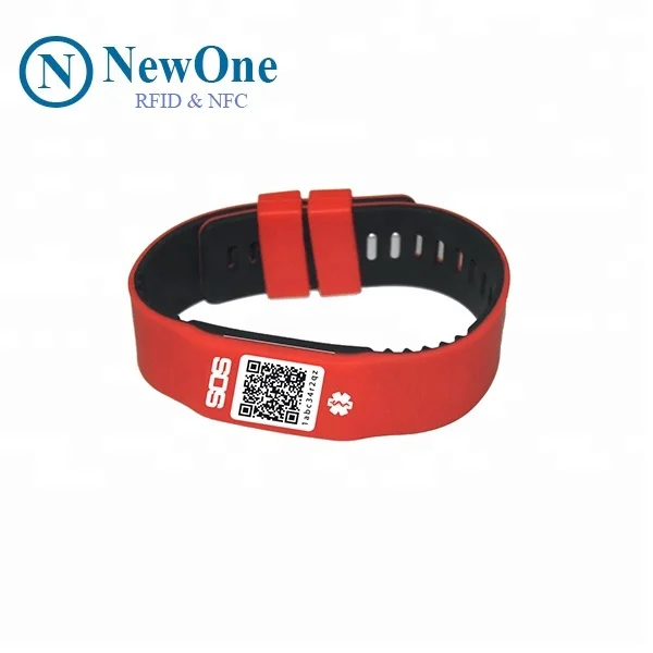 SOS  wristbands with unique QR code printed silicone bracelets