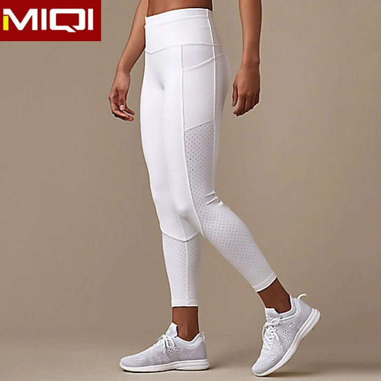 Wholesale Ladies White High Waist Pocket Gym Leggings OEM Custom Brand Women Sports Wear