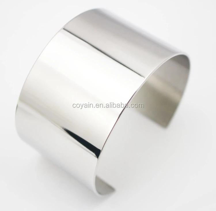 Stainless Steel Metal Cuff Bracelet Blanks silver Plain Cuff Bracelet
