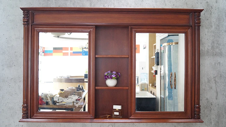 Designer Design Luxury Antique Curved Wooden Bathroom Vanity with Curved Mirror Cabinet