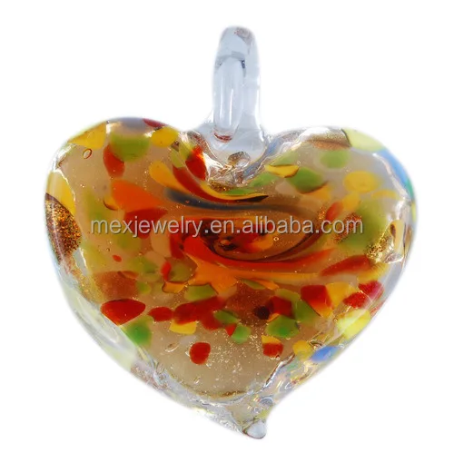 2016 fancy lampwork murano art glass heart shape pendant necklace